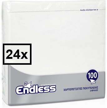 Χαρτοπετσέτες Πολυτελείας Endless Λευκή 2ply 33x33cm Κούτα 24τμχ