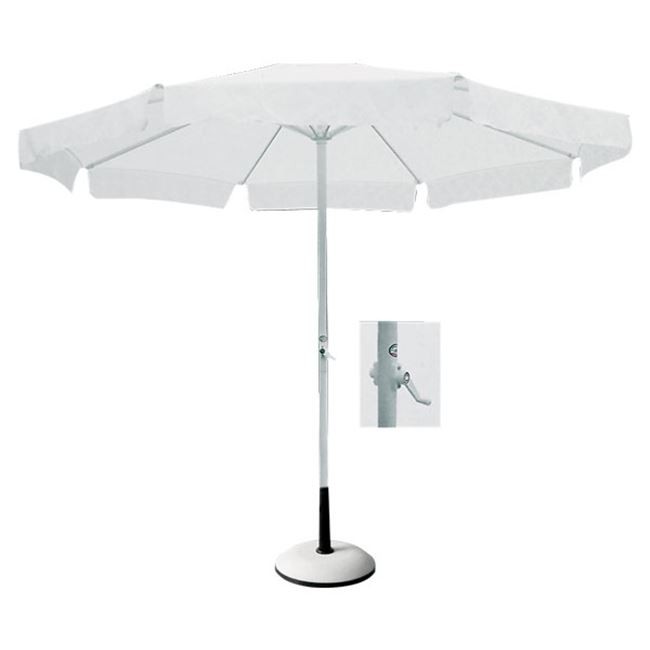 Στρογγυλή ομπρέλα αλουμινίου Ø3m με γρύλο Λευκή