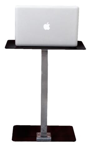 Γυάλινο βοηθητικό τραπέζι 30x50cm με μεταλλικό σκελετό σε χρώμιο Laptop Solid Μαύρο