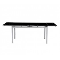 Γυάλινο τραπέζι Blossom Black με φύλλα επέκτασης110+(60cm) x70cm