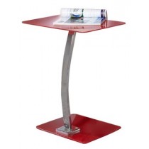 Γυάλινο βοηθητικό τραπέζι 30x50cm με μεταλλικό σκελετό σε χρώμιο Laptop Solid Κόκκινο